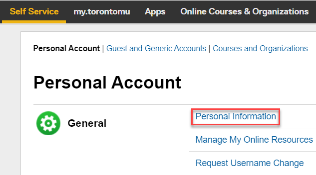 Updating personal information