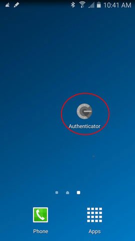 Google Authenticator App icon on Android Home Screen.