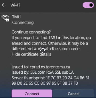 Windows 11 wifi verify certificate screen