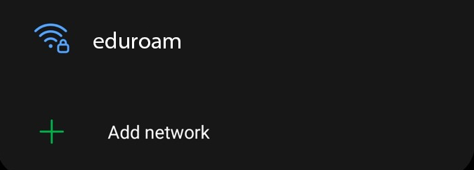 "eduroam" network option in Available Networks menu