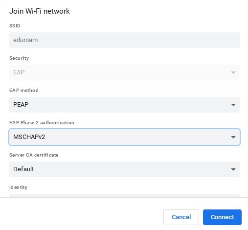 Network configuration window