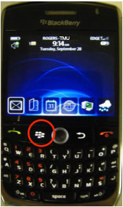Click your "Blackberry" button then select Open Tray