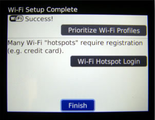 WiFi setup is complete. Click finish.