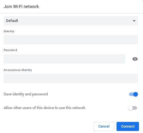Chromebook wifi network setup