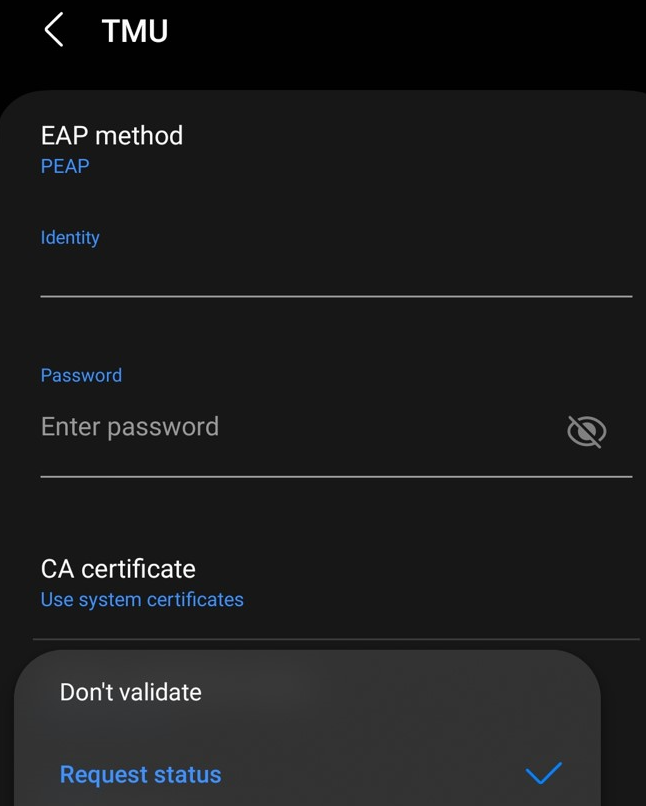 Android Request status screen