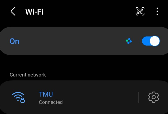 connected to the TMU wireless network