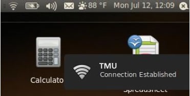 Successful connection display stating "TMU. Connection Established"
