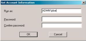 Set Account Information screen with a field to enter your password, then another to confirm it.