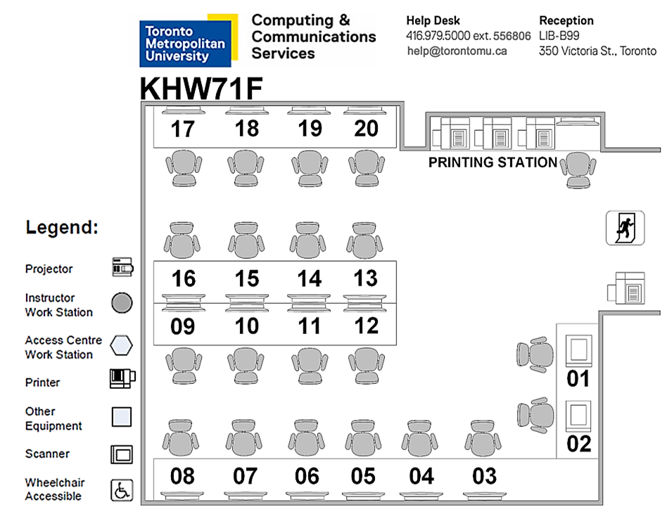 KHW71F has 20 workstations and a printing station and printers.