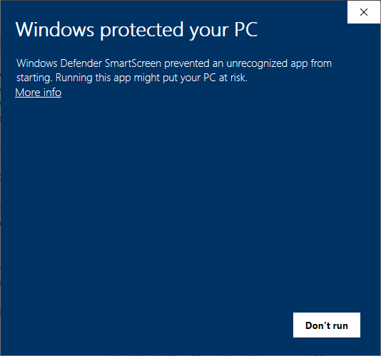 Windows protected your PC screen