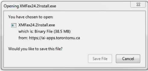 XM Fax save installation file confirmation