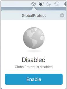 Click the GlobalProtect icon and next click Enable to connect.