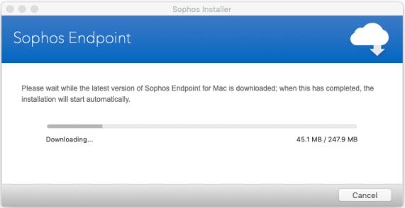 Sophos Installer will start to download and install