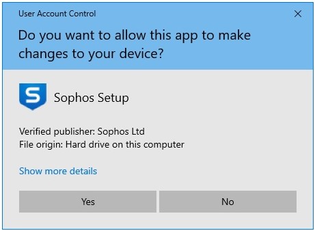 User Account control screen appears click "Yes"