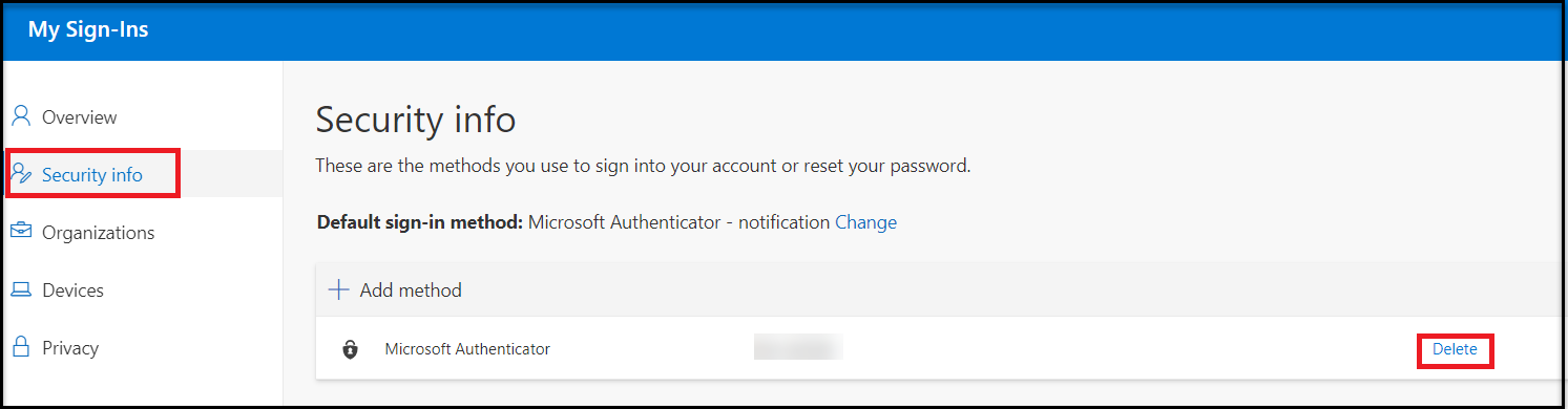 Security info on Microsoft