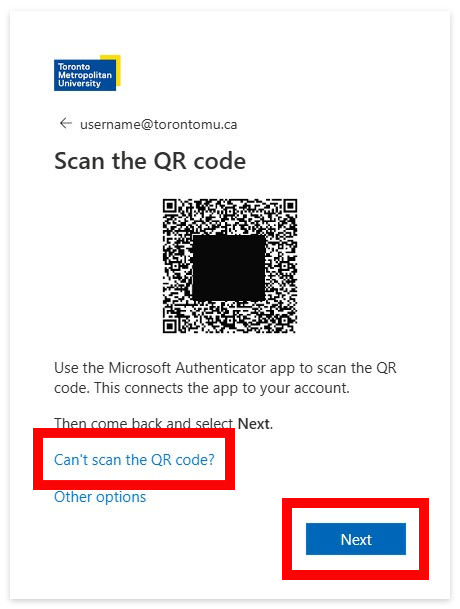 Can't scan the QR code option