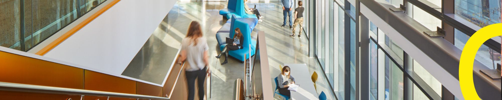 The inside atrium of the Daphne Cockwell Centre building