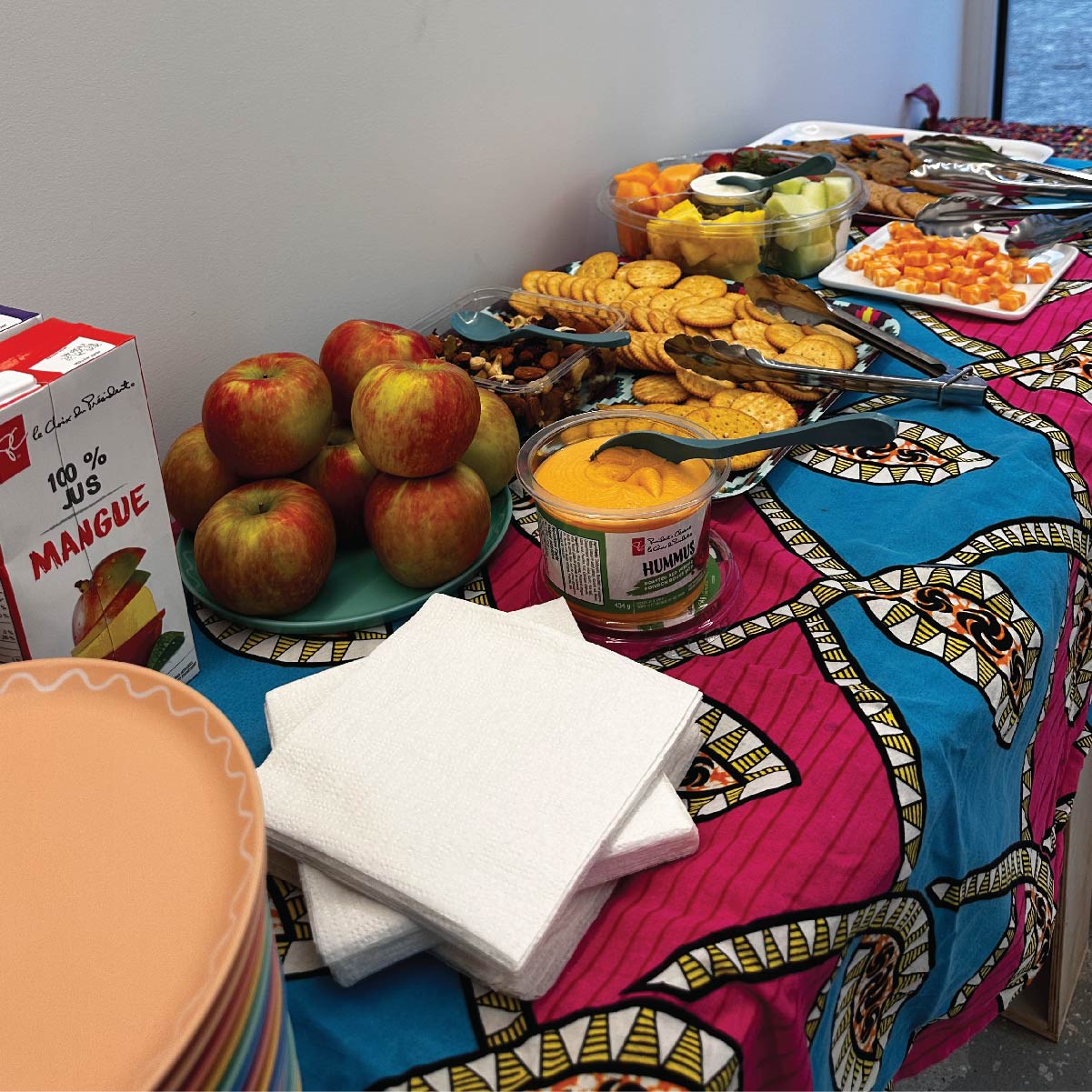 Snack table with food