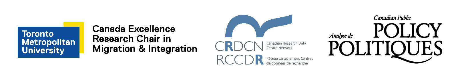 CERC Migration logo, Canadian Research Data Centre Network logo, Canadian Public Policy logo