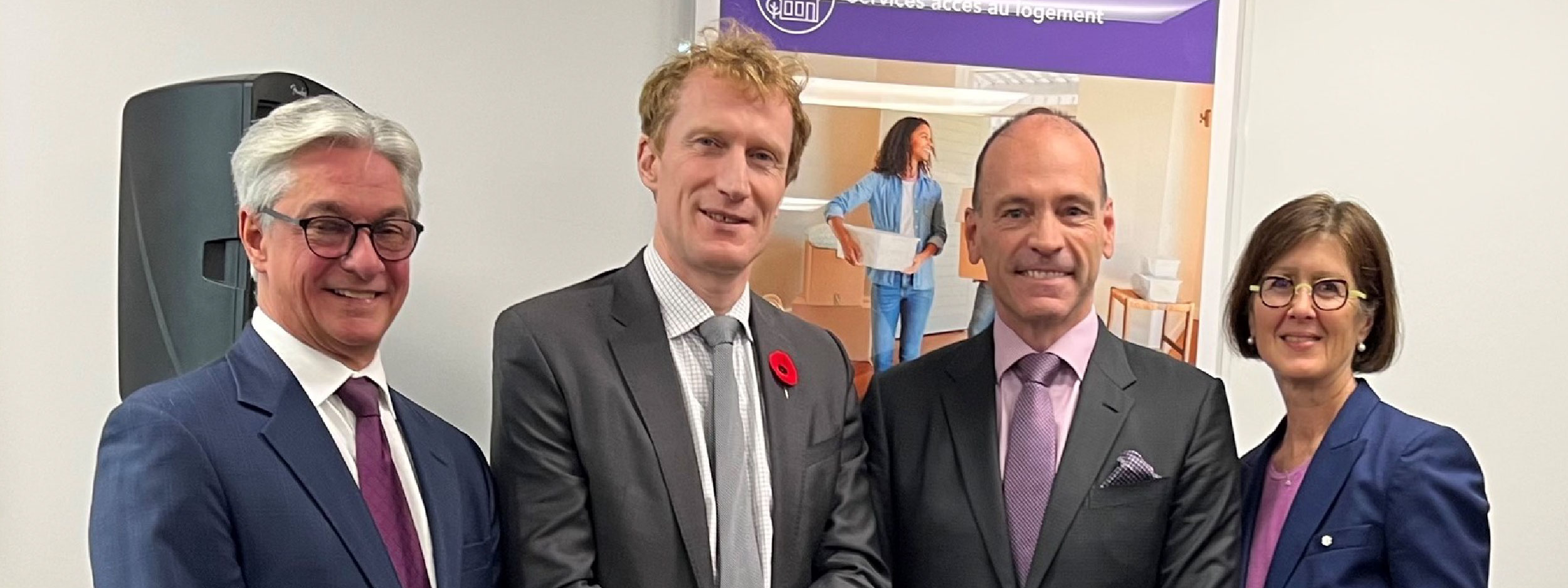 Image of Jacques Naud, Marc Miller, Pierre Ouellette, Linda Cardinal at the launch of UOF, in Toronto