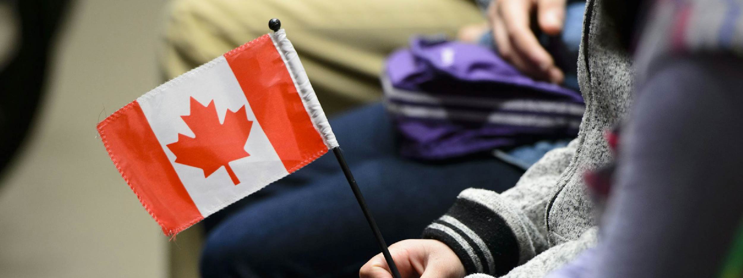 Child holding a Canada flag