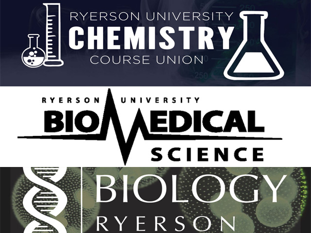 Chemistry, Biomedical Science and Biology Course Union logos.