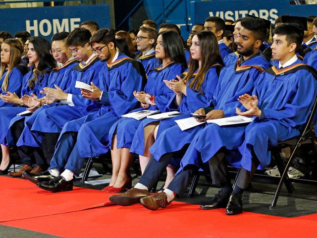 Chemistry and Biology students at convocation ceremony.