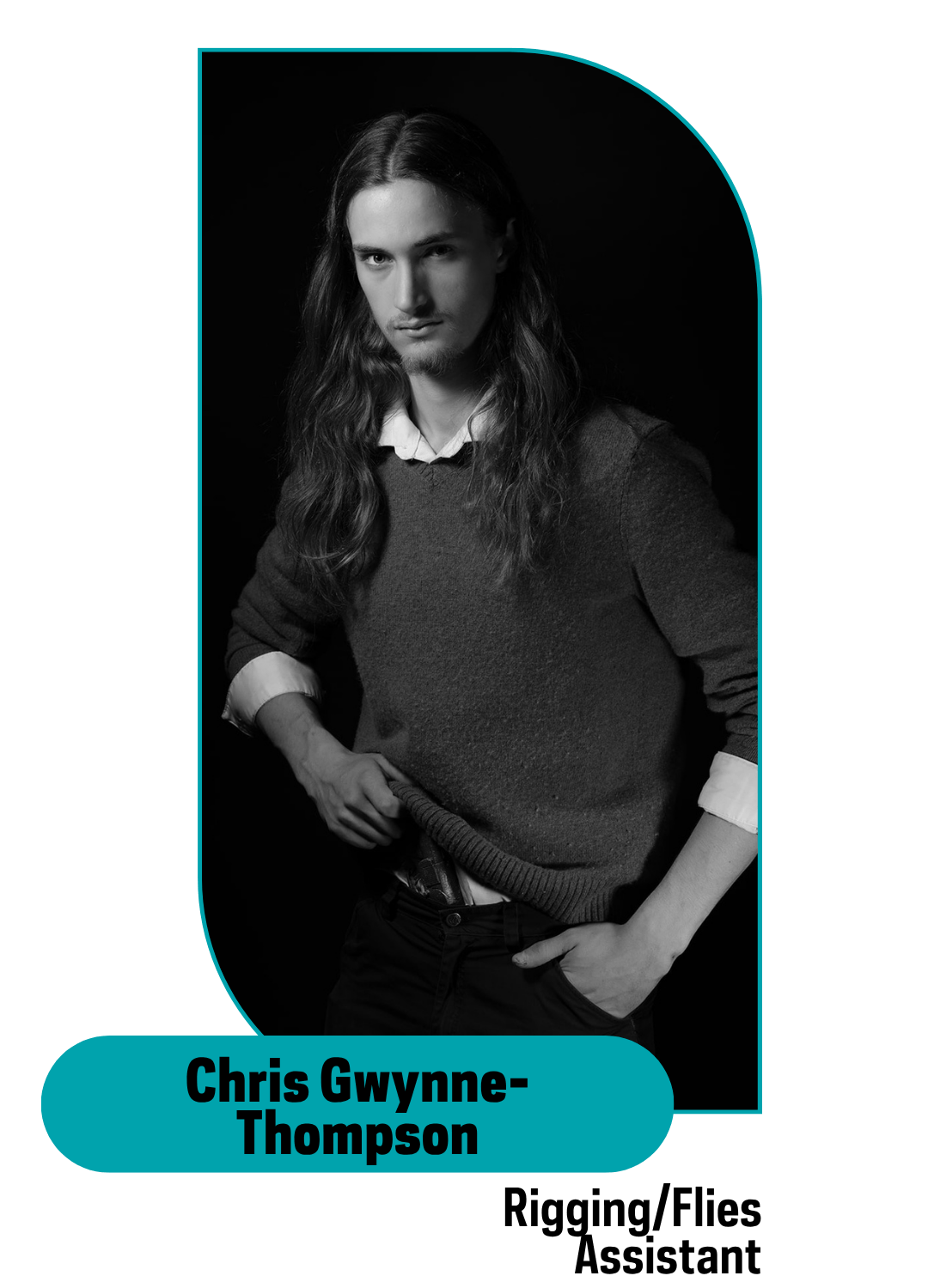 black and white picture of a man with long hair 