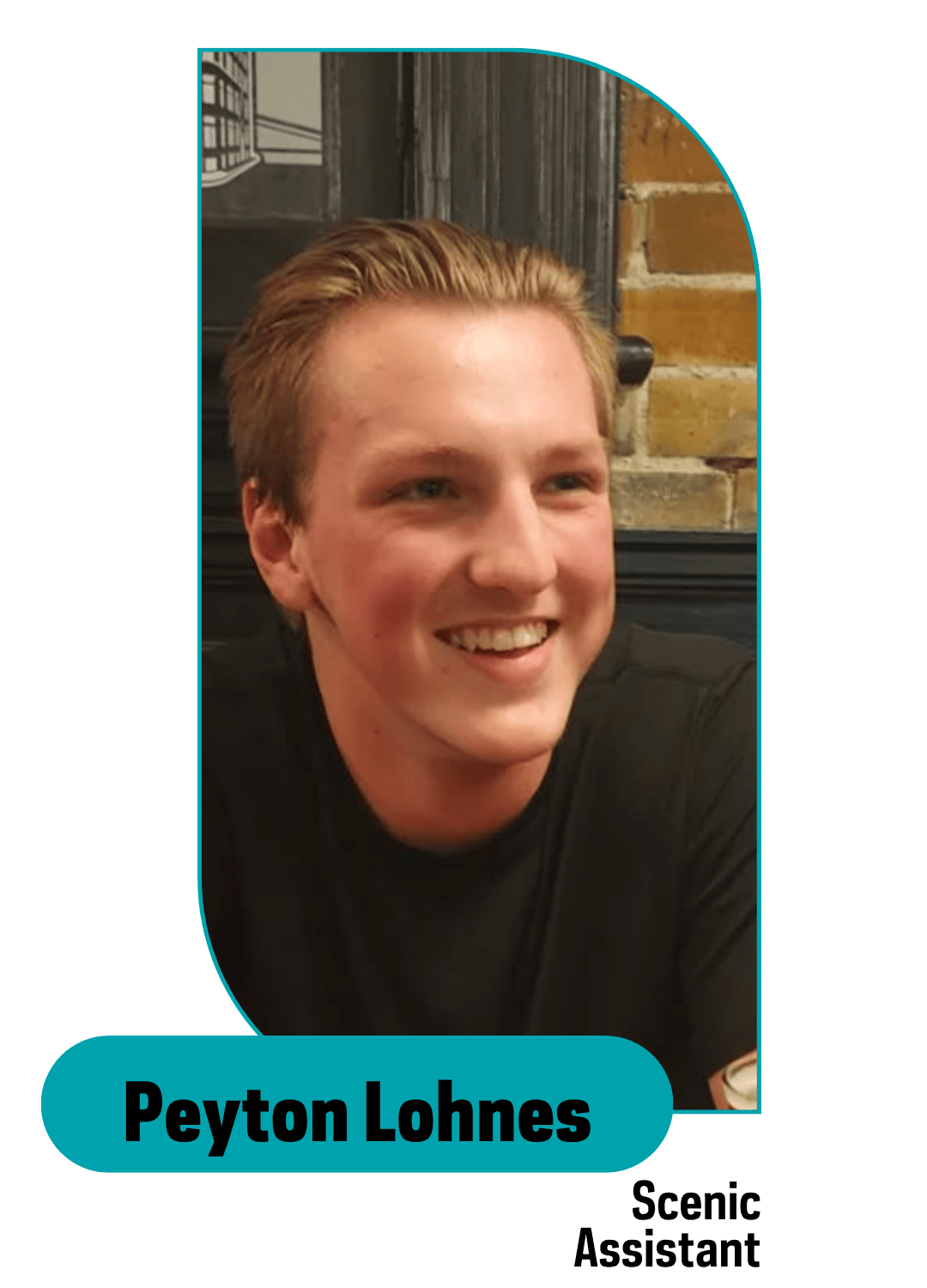 laughing blonde man wearing black t-shirt