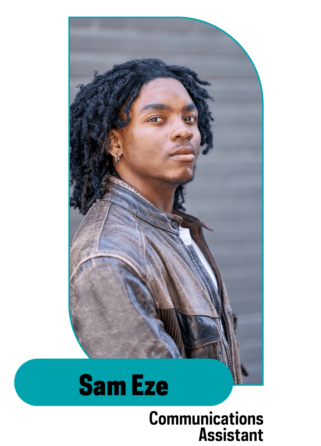 Man with dreads wearing brown leather jacket