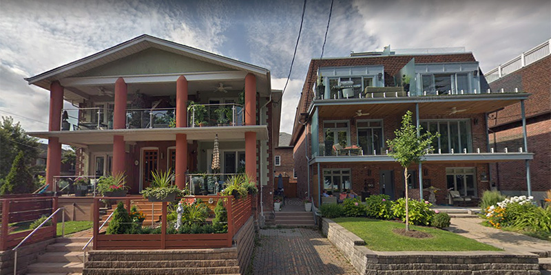 Large homes converted into multiplexes in the Toronto Beach neighbourhood