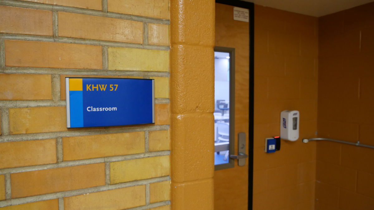 View of the entrance to the active learning classroom
