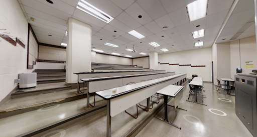 Student view of classroom in the Podium Building at Ryerson prior to renovations