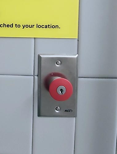 Red push button emergency station.
