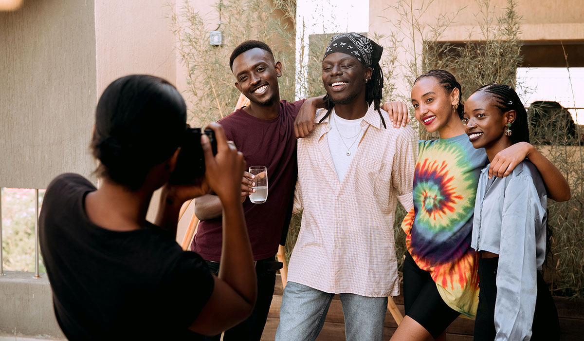 Black students posing for a picture. 