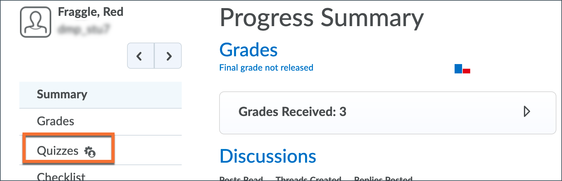 Accommodations icon appears in student Progress, if applicable.