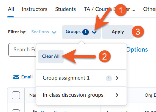 Viewing the classlist by section
