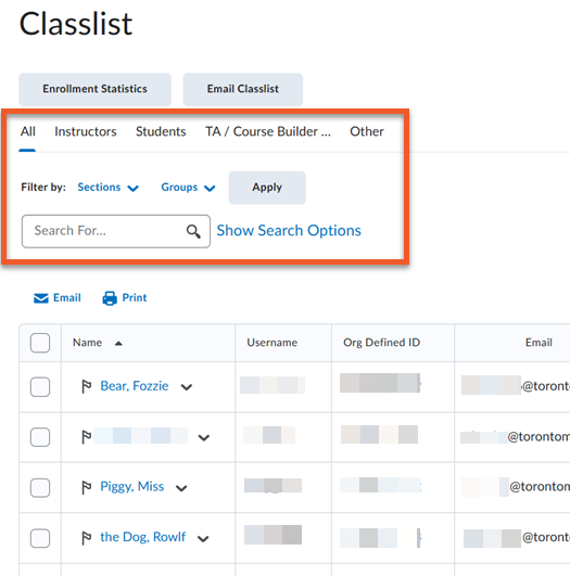 Finding your classlist