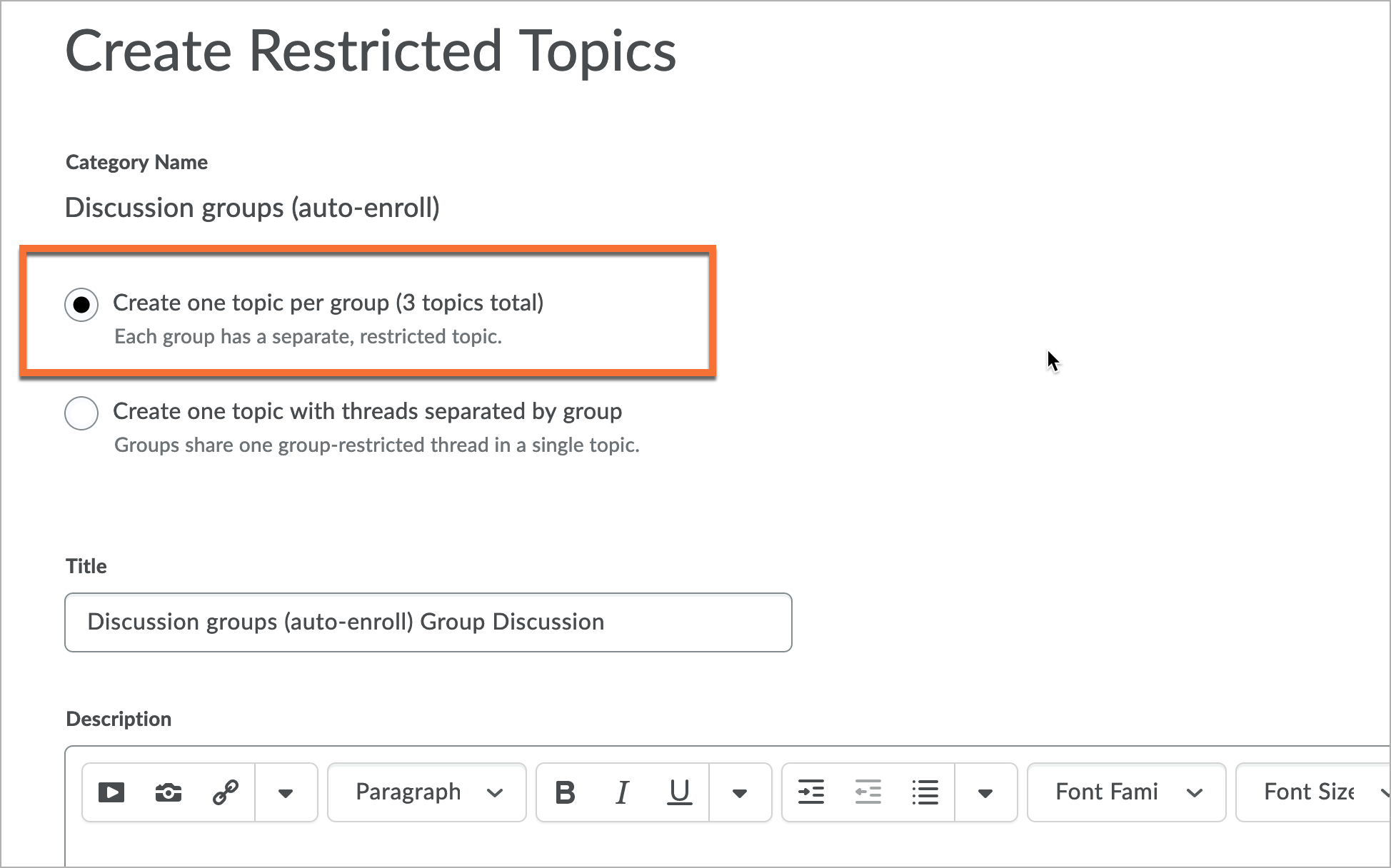 Setting up group discussion topics