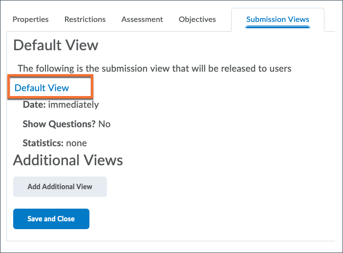 Quiz submission views - default view