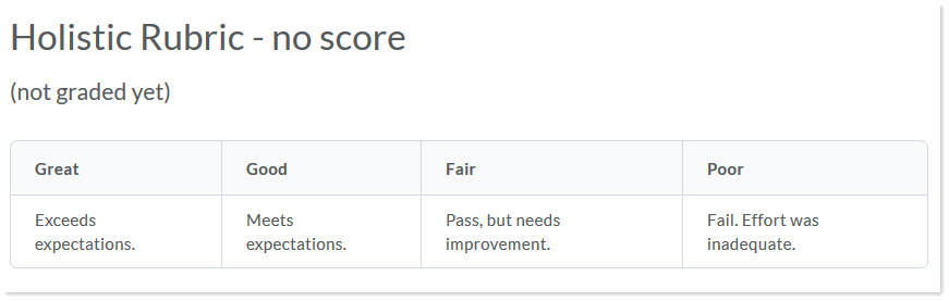 Holistic rubric