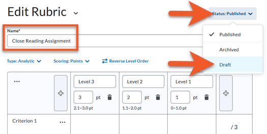 Edit the Rubric