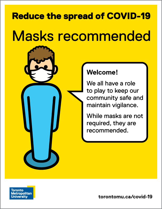 Image of a poster with a non-binary figure recommending vigilance and mask-wearing.