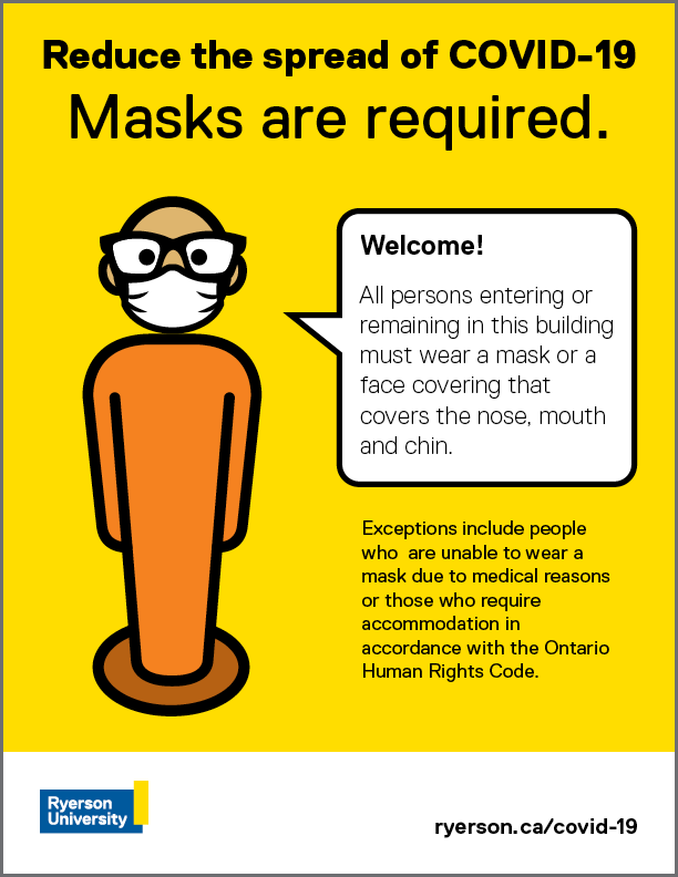 Image of a poster stating that all persons entering or remaining in the building must wear a mask or face covering.