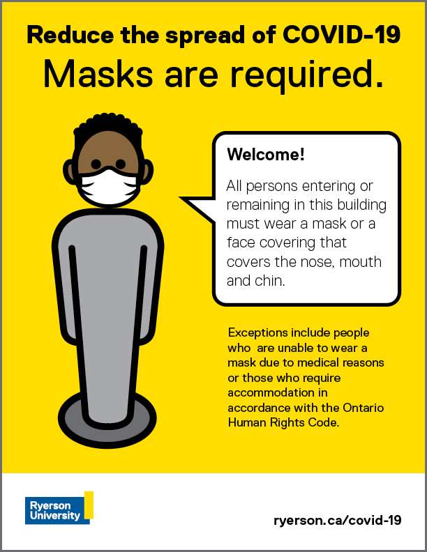 Image of a poster stating that all persons entering or remaining in the building must wear a mask or face covering.