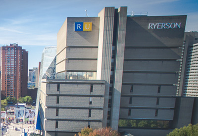 A view of Jorgenson Tower on Ryerson University campus.