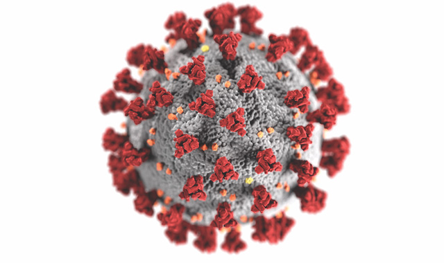 Extreme close-up of virus SARS-CoV-2.