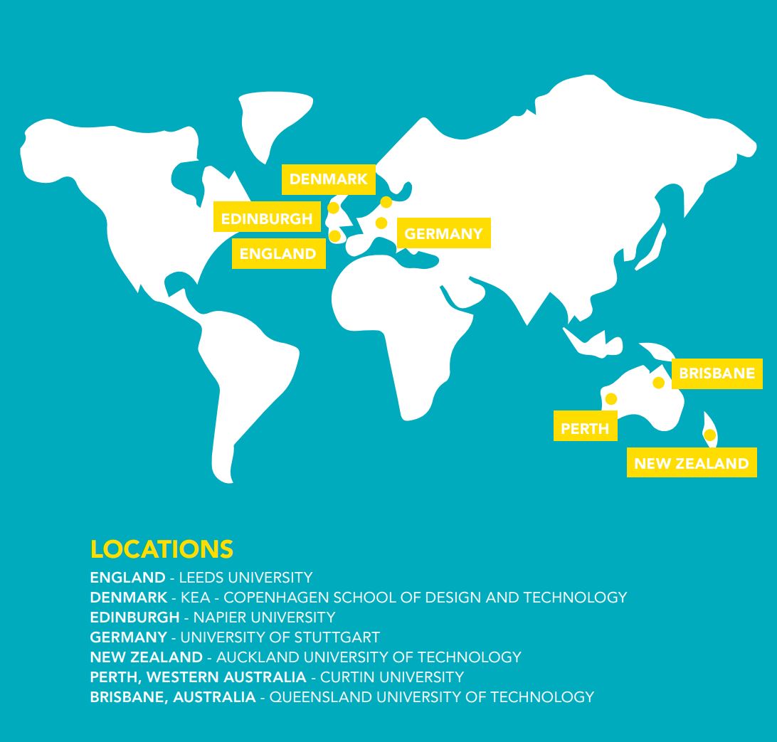A map of the world showing the locations of Creative Industries exchange destinations. 