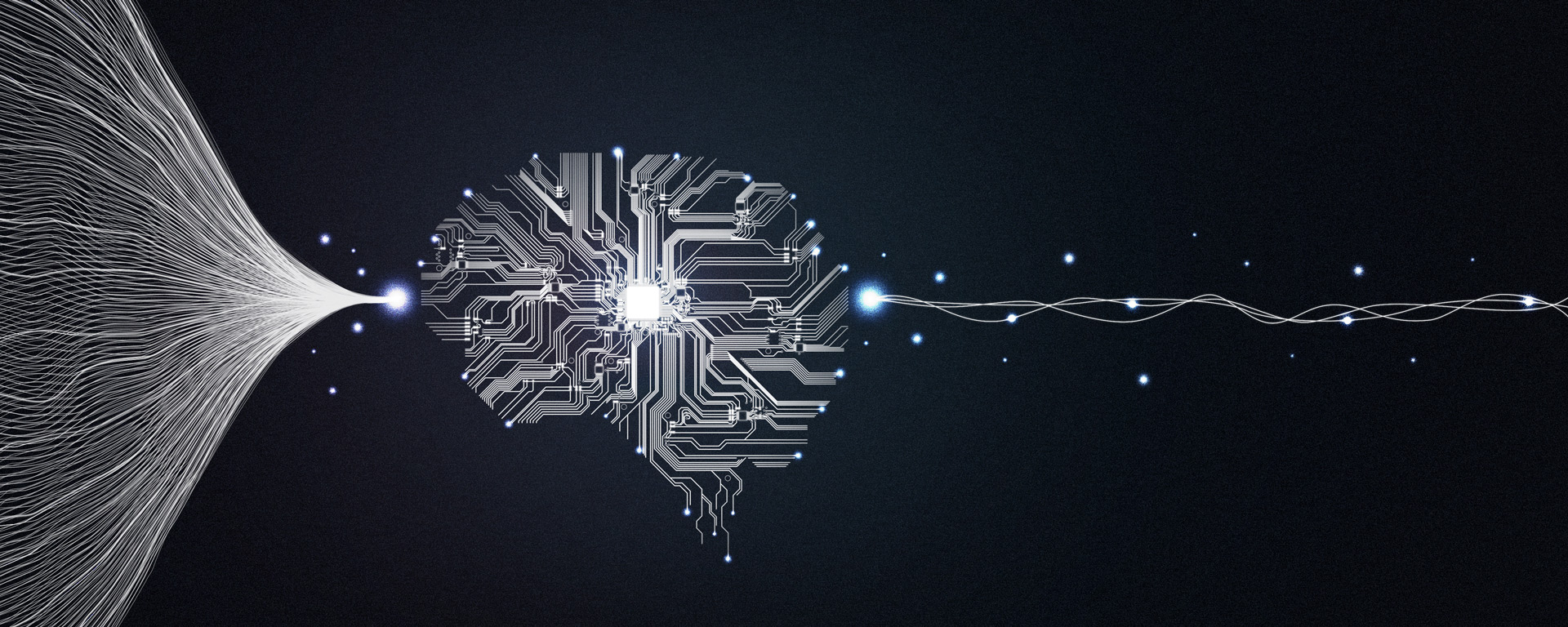 Big data and artificial intelligence concept. Machine learning and circuit board. Deep learning