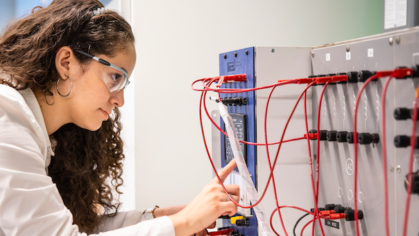 A student working on an electrial project